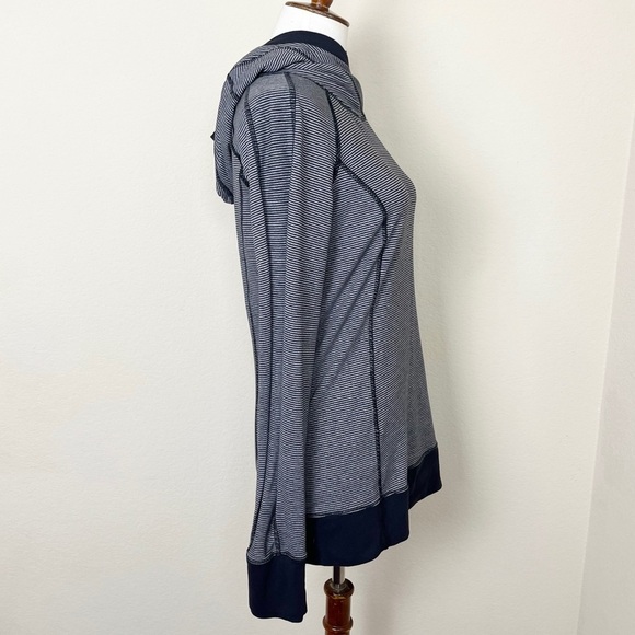 Lululemon Think‎ Fast Hoodie Tonka Stripe Heathered Slate Black / Black Size 8 - Picture 8 of 15